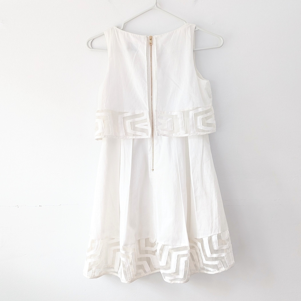 Milly Minis Girls White Silk-Blend Formal Dress In Size 10 - Picture 3 of 12
